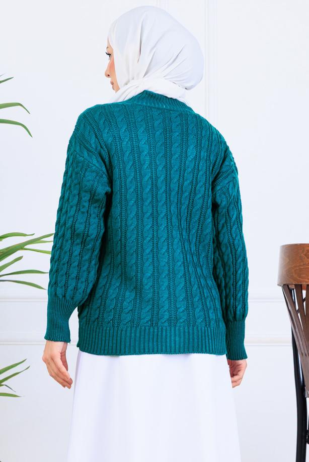 Tesettür giyim MAVİ T 0004 BN TRİKO HIRKA - TRENDTESETTÜR