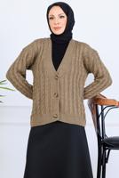 Tesettür giyim VİZON TRİKO HIRKA T 0004