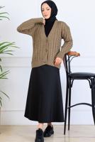 Tesettür giyim VİZON TRİKO HIRKA T 0004