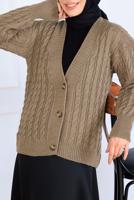 Tesettür giyim VİZON TRİKO HIRKA T 0004