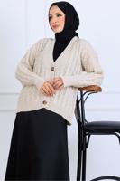 Tesettür giyim BEJ TRİKO HIRKA T 0004