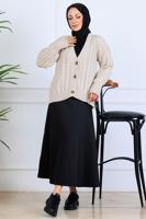 Tesettür giyim BEJ TRİKO HIRKA T 0004