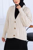 Tesettür giyim BEJ TRİKO HIRKA T 0004