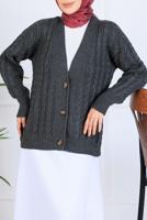 Tesettür giyim GRİ TRİKO HIRKA T 0004