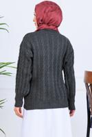 Tesettür giyim GRİ TRİKO HIRKA T 0004