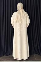 Tesettür giyim BEJ ÇİÇEK DESENLİ TRİKO HIRKA T 01381