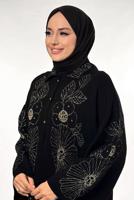 Vêtements hijab NOIR CARDIGAN EN MAILLE À MOTIFS FLORAUX T 01381