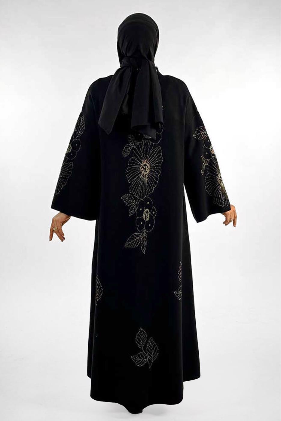 Vêtements hijab NOIR CARDIGAN EN MAILLE À MOTIFS FLORAUX T 01381