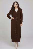 Tesettür giyim KAHVE V-YAKA UZUN HIRKA T 0523
