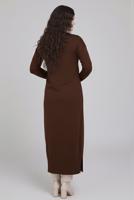 Tesettür giyim KAHVE V-YAKA UZUN HIRKA T 0523