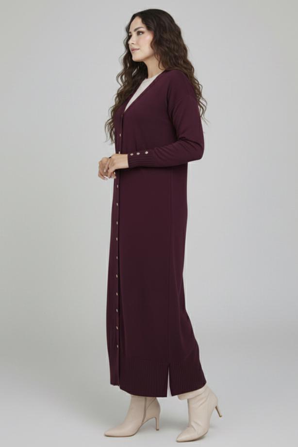 Hijab clothing PLUM V-NECK LONG CARDIGAN T 0523 - TRENDTESETTÜR