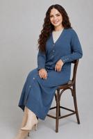 Hijab clothing NAVY BLUE V-NECK LONG CARDIGAN T 0523