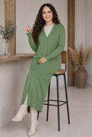 Hijab clothing GREEN V-NECK LONG CARDIGAN T 0523