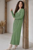 Hijab clothing GREEN V-NECK LONG CARDIGAN T 0523