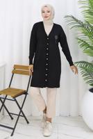 Hijab clothing BLACK T 0623 BN UZUN MERSERİZE HIRKA