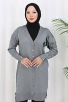 Hijab clothing GREY KNITWEAR CARDIGAN T 0623