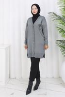 Hijab clothing GREY KNITWEAR CARDIGAN T 0623