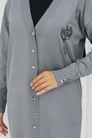 Hijab clothing GREY KNITWEAR CARDIGAN T 0623