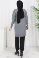 Hijab clothing GREY KNITWEAR CARDIGAN T 0623