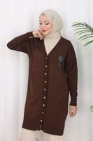 Hijab clothing BROWN T 0623 BN UZUN MERSERİZE HIRKA