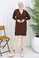 Hijab clothing BROWN T 0623 BN UZUN MERSERİZE HIRKA