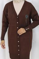 Hijab clothing BROWN T 0623 BN UZUN MERSERİZE HIRKA