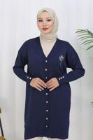 Hijab clothing NAVY BLUE T 0623 BN UZUN MERSERİZE HIRKA