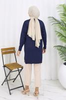 Hijab clothing NAVY BLUE T 0623 BN UZUN MERSERİZE HIRKA