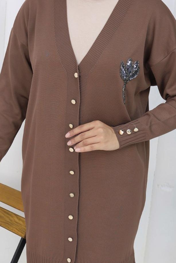 Hijab clothing MINK T 0623 BN UZUN MERSERİZE HIRKA - TRENDTESETTÜR