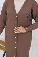 Hijab clothing MINK T 0623 BN UZUN MERSERİZE HIRKA