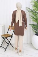Hijab clothing MINK T 0623 BN UZUN MERSERİZE HIRKA