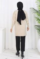 Hijab clothing BEIGE T 0623 BN UZUN MERSERİZE HIRKA