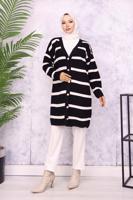 Tesettür giyim SİYAH ÇİZGİLİ HIRKA T 0903