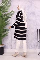 Tesettür giyim SİYAH ÇİZGİLİ HIRKA T 0903