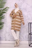 Tesettür giyim VİZON ÇİZGİLİ HIRKA T 0903