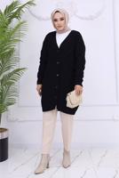 Tesettür giyim SİYAH BAKLAVA DESENLİ HIRKA T 904