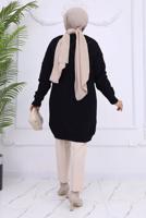 Tesettür giyim SİYAH BAKLAVA DESENLİ HIRKA T 904