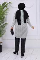 Tesettür giyim GRİ BAKLAVA DESENLİ HIRKA T 904