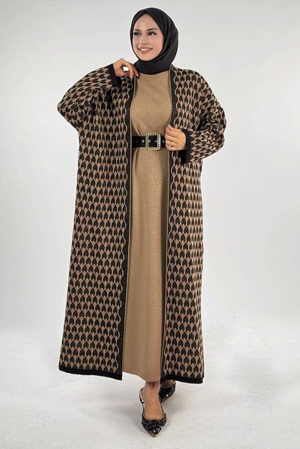 Tesettür giyim SİYAH TRİKO HIRKA T 12381 - TRENDTESETTÜR