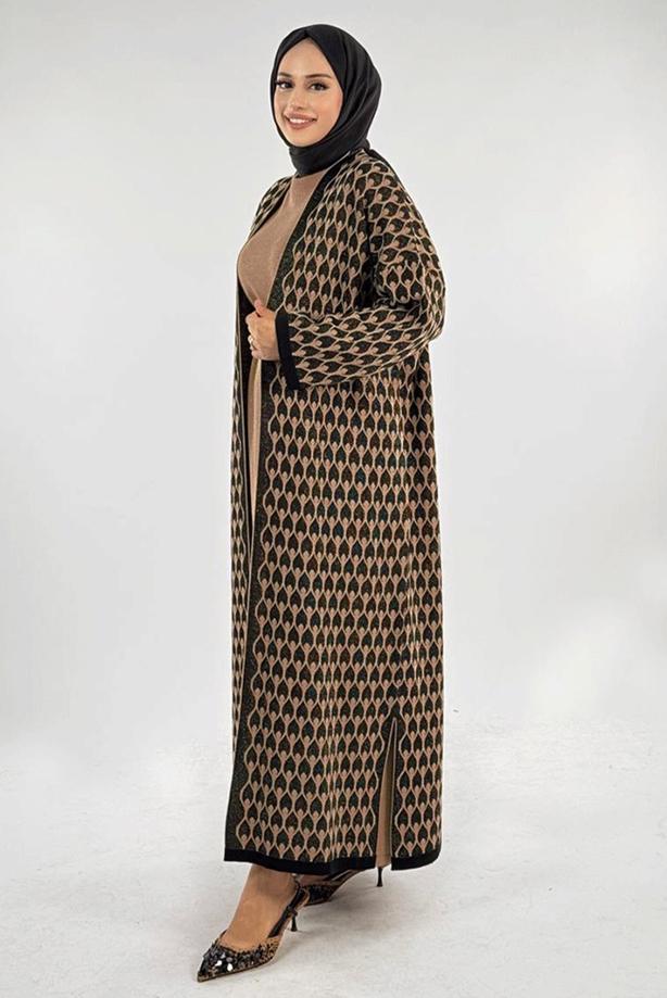 Tesettür giyim SİYAH TRİKO HIRKA T 12381 - TRENDTESETTÜR