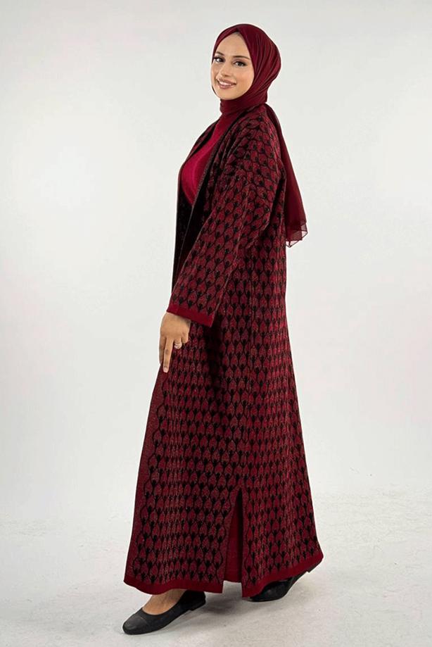 Tesettür giyim BORDO TRİKO HIRKA T 12381 - TRENDTESETTÜR