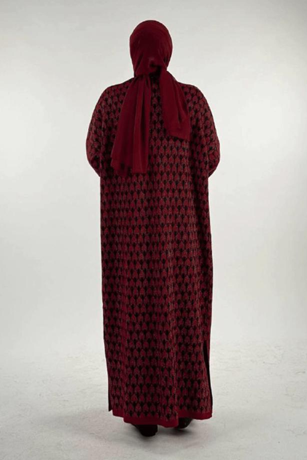 Tesettür giyim BORDO TRİKO HIRKA T 12381 - TRENDTESETTÜR