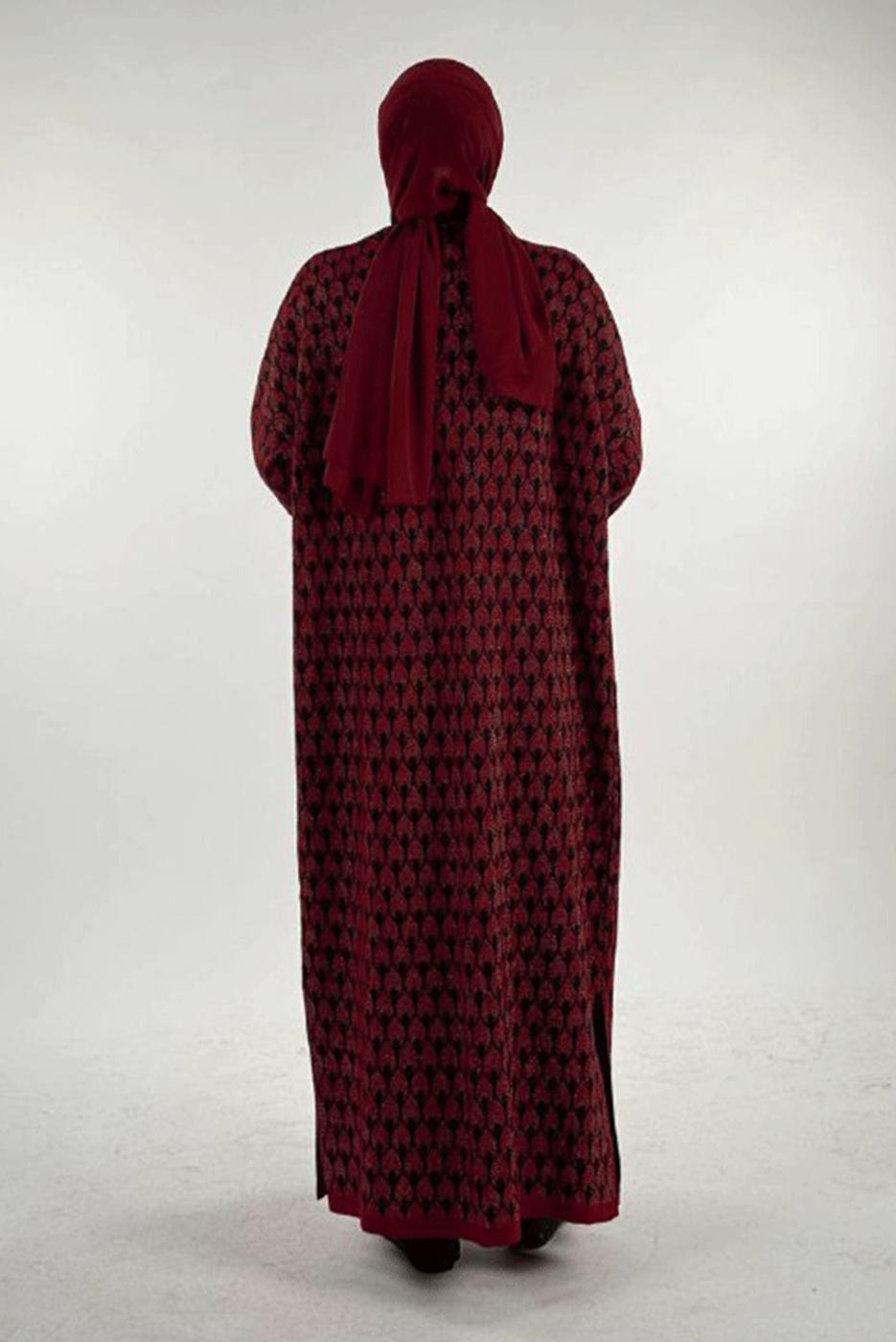 Tesettür giyim BORDO TRİKO HIRKA T 12381