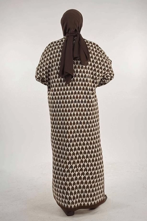 Tesettür giyim KAHVE TRİKO HIRKA T 12381 - TRENDTESETTÜR