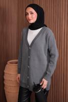 Tesettür giyim GRİ SAKAL İPLİK HIRKA T 2907