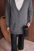 Tesettür giyim GRİ SAKAL İPLİK HIRKA T 2907