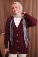 Tesettür giyim BORDO SAKAL İPLİK HIRKA T 2907
