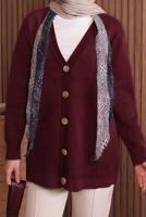 Tesettür giyim BORDO SAKAL İPLİK HIRKA T 2907