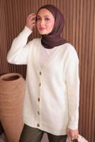 Tesettür giyim EKRU SAKAL İPLİK HIRKA T 2907