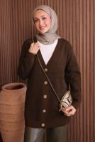 Tesettür giyim KAHVE SAKAL İPLİK HIRKA T 2907